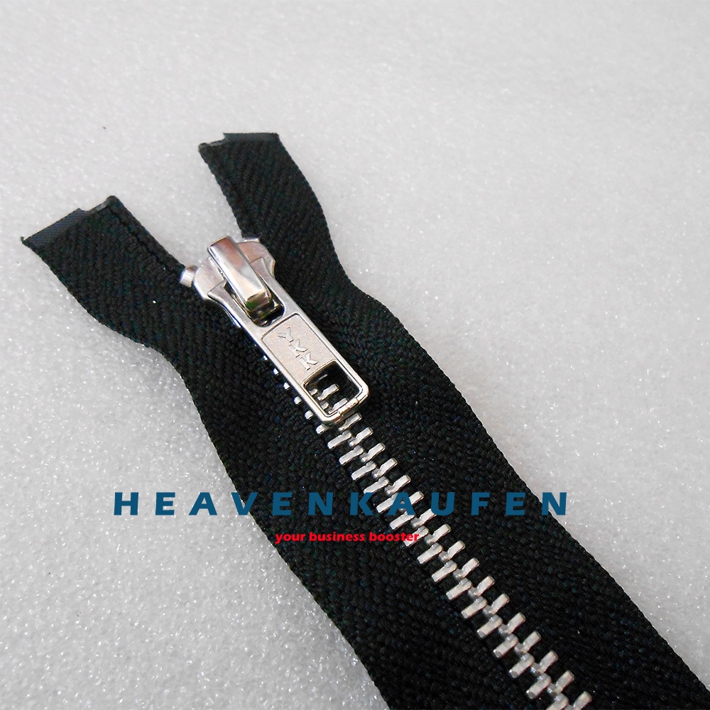 Resleting Zipper YKK Gigi Besi 50 cm / 20 inch Warna Hitam - Silver Open End Buka Lepas