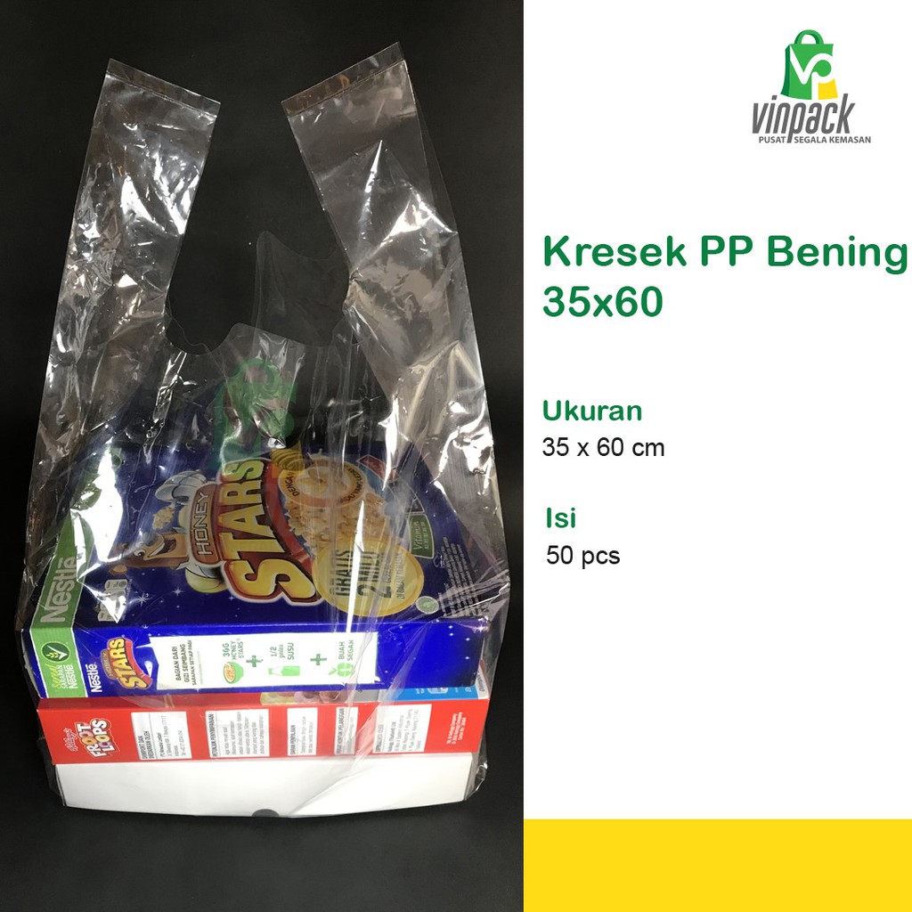 Kresek / Plastik bag PP Kaca Tebal &amp; Bening uk 35 X 60