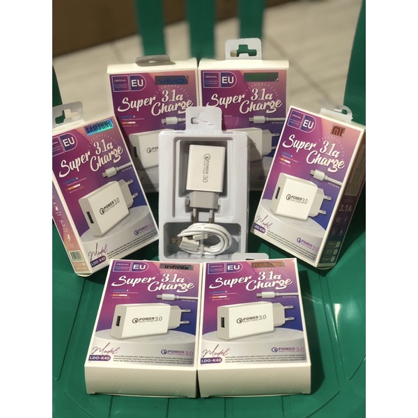 Murah Fast charging Charger original K40 3.1A Micro usb dan Type c