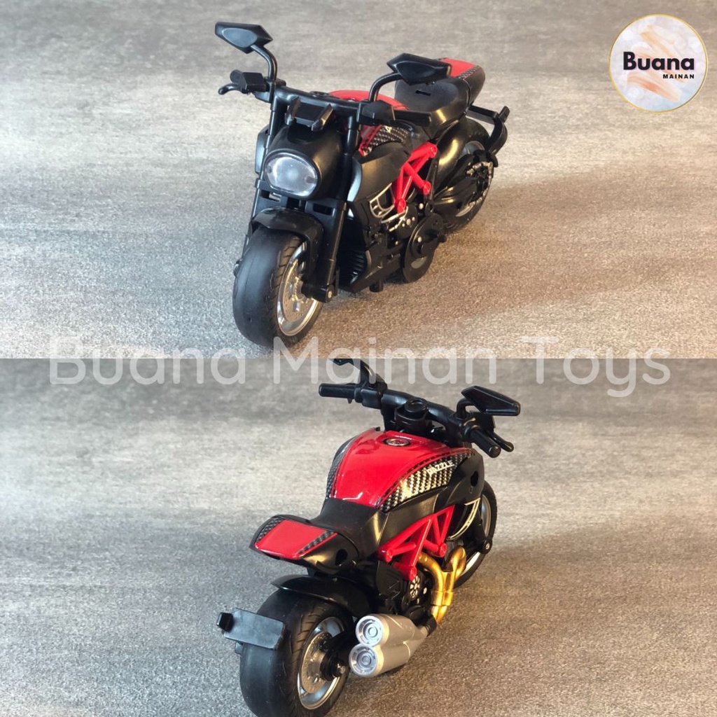 DIECAST SEPEDA MOTOR MODEL SPORT MAINAN ANAK PULLBACK LAMPU SUARA