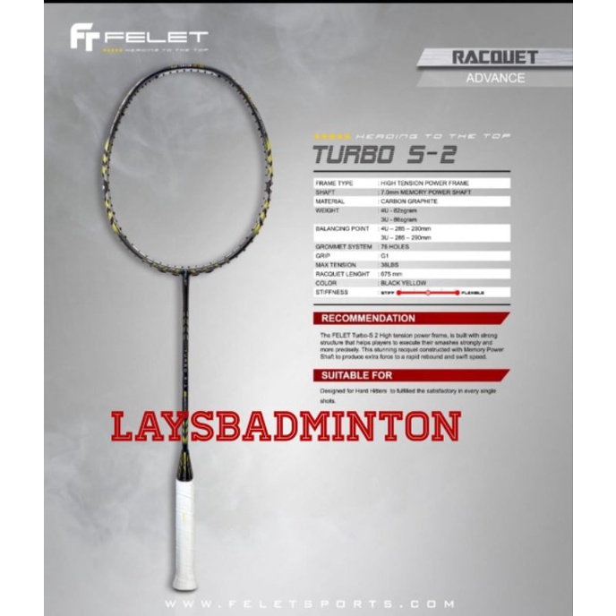RAKET BADMINTON FELET TURBO S2