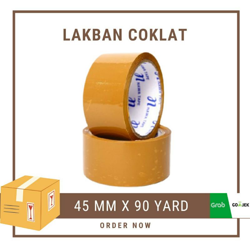 Lakban Bening dan Coklat 45mm x 90yard Isolasi Selotip Murah Lengket