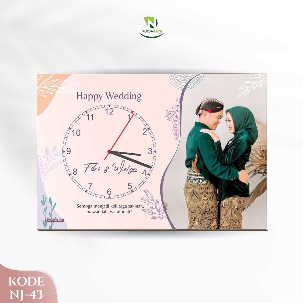 Jam Dinding Kotak Custom Hadiah Ulang Tahun / Kado Wisuda / Pernikahan Cetak Foto  pengantin wedding