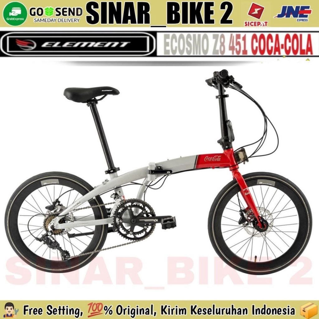 Sepeda Lipat 20 Inch ELEMENT Folding Bike Ecosmo Z8 451 Edisi Coca Cola