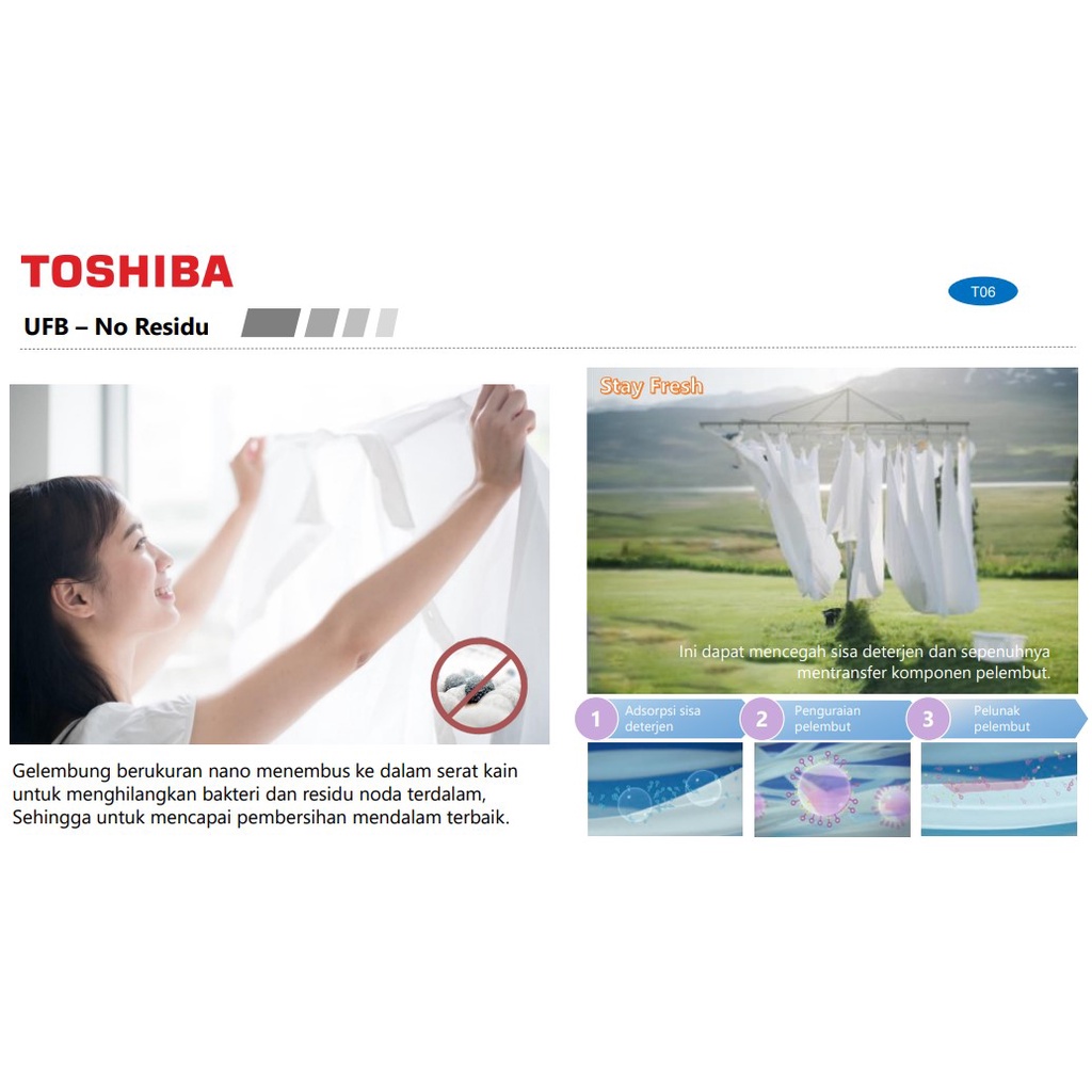 TOSHIBA Top Load 10.5 Kg AW-DUK1150HN(SG) / AWDUK1150HN Mesin Cuci 1 Tabung Bukaan Atas