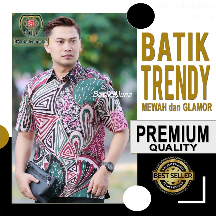 Baju Batik Pria Lengan Pendek Premium Kombinasi Katun Dewasa Terbaru Cowok Remaja Terlaris Laki Kerj