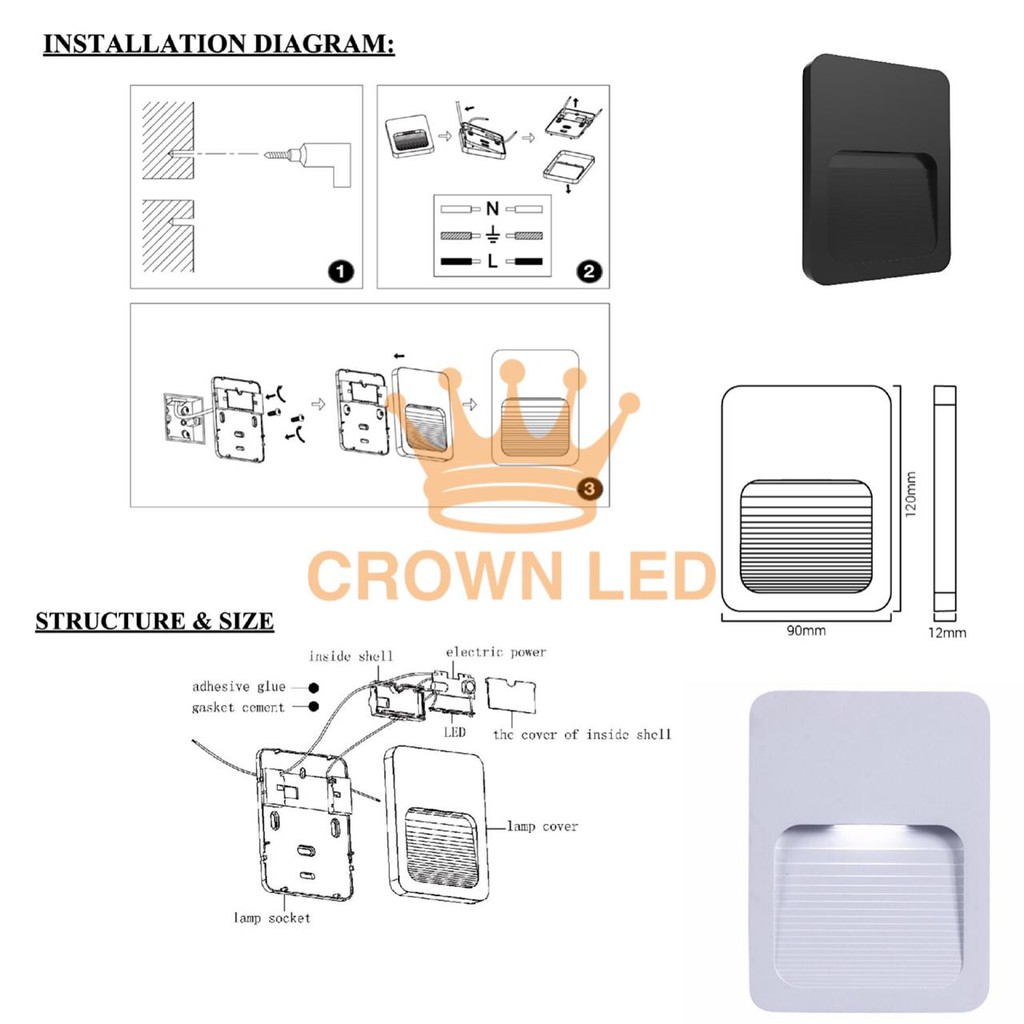 LAMPU DINDING LED HIAS OUTDOOR 2W 1ARAH WALL LAMP IP65 LAMPU TANGGA