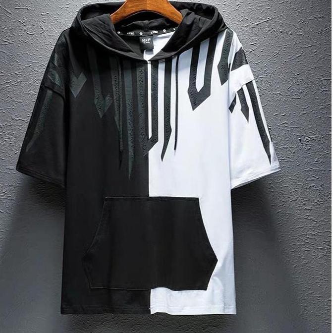 Get NOW  Mokokomo - Baju Hoodie Pria Carven Lengan Pendek - Atasan Pria -Baju Pria - Sweater Hoodi