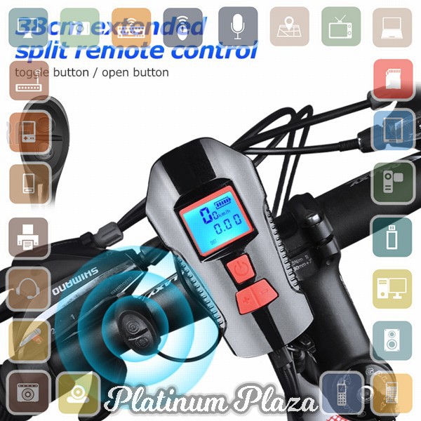 TaffSPORT Lampu Klakson Sepeda LCD Screen Waterproof + Speedometer - XA-585 - Black`25OD2J-