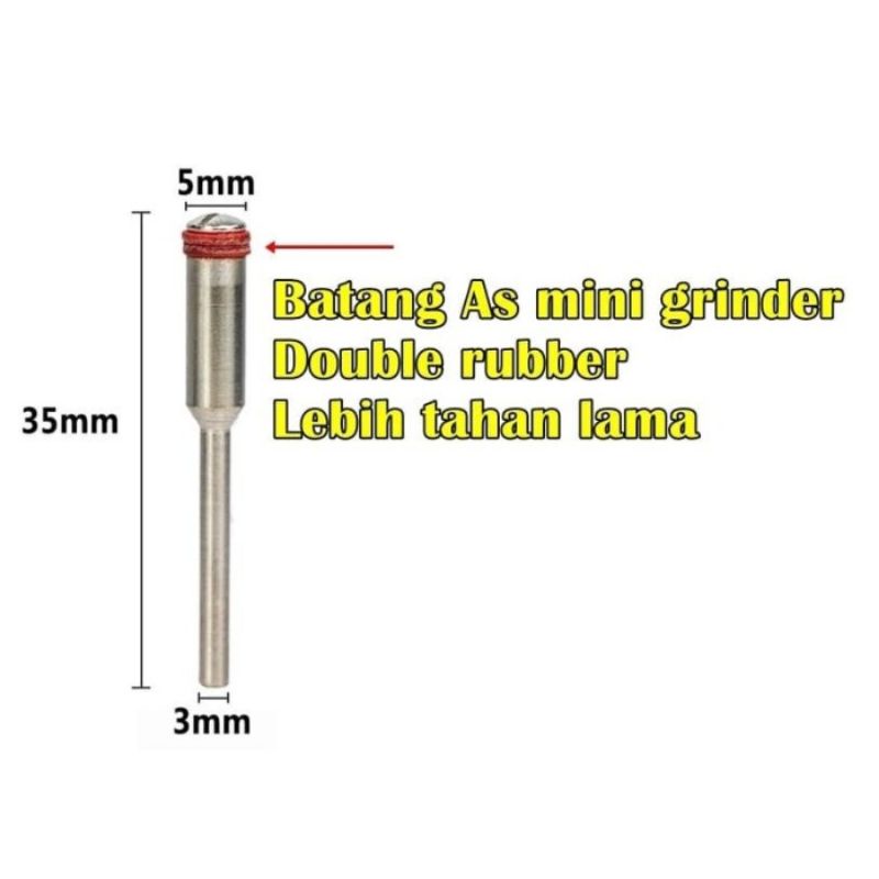 Batang As 3mm Mata Gerinda Diamond Mata Poles Gerinda Karet Double