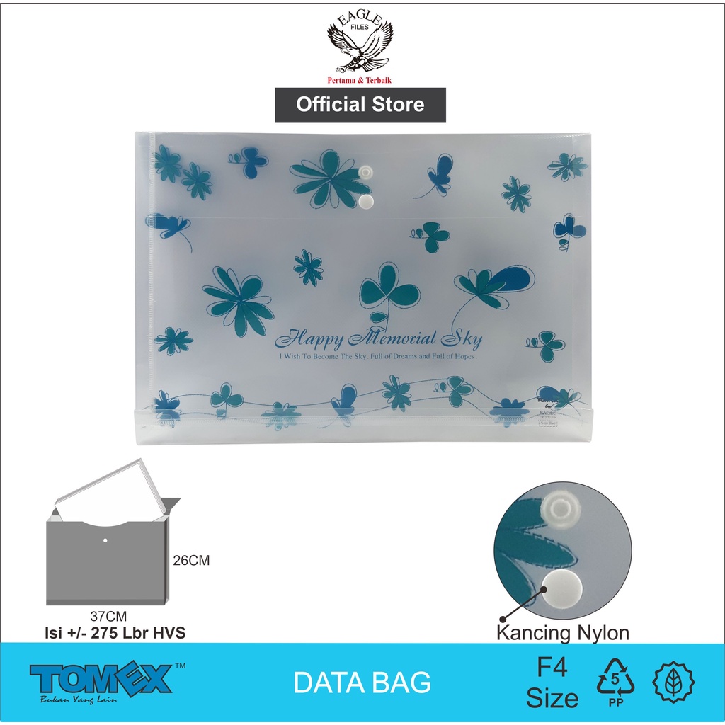 TOMEX Map Plastik / Map Kancing / Map Kancing Plastik / Map Plastik Kancing Punggung Motif HAPPY MEM