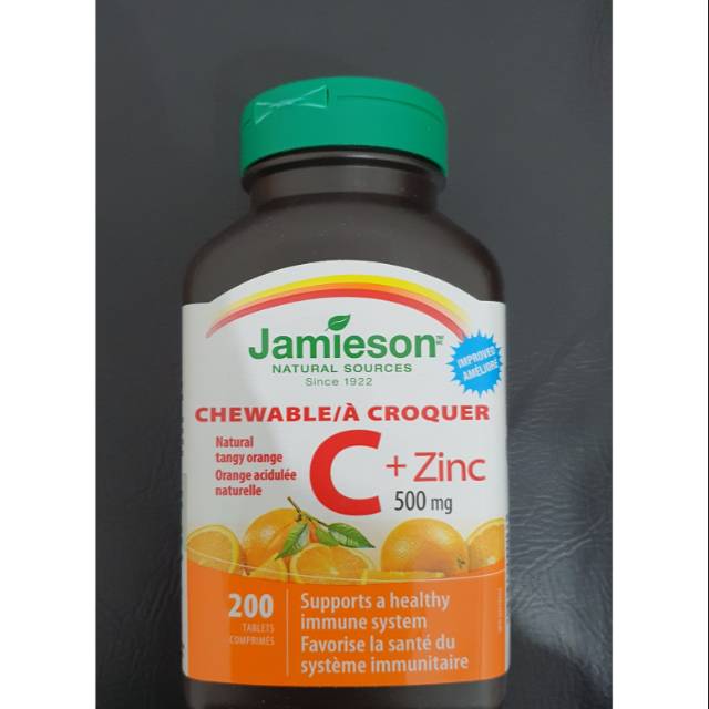Jamieson Chewable Vitamin C 500 mg + Zinc (200 chewable tablets)