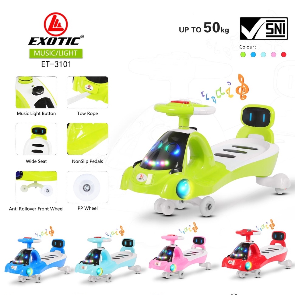 Mainan Anak Swing Car Exotic model ET 3101, ET 3102, ET 3104 dan ET 2013