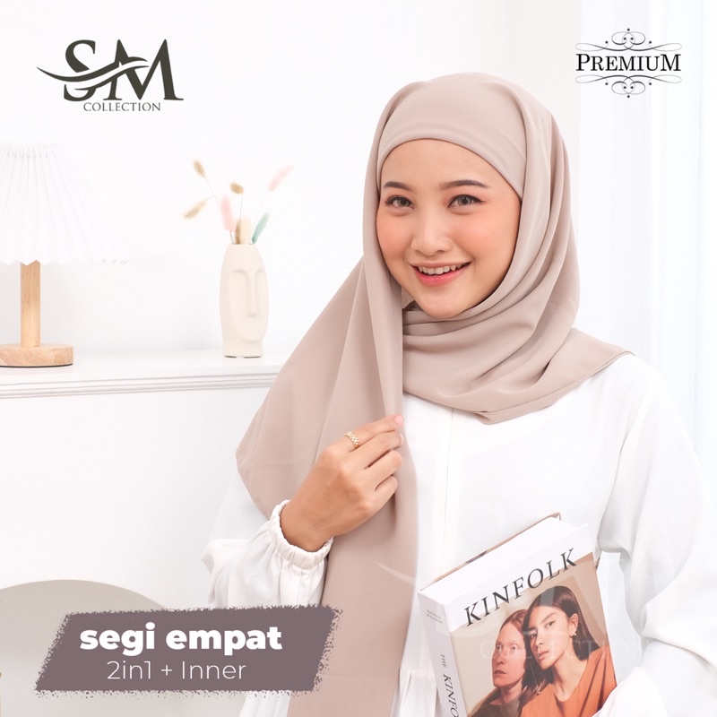 BERKUALITAS !! HIJAB SEGI EMPAT INSTAN PLUS INNER 2IN1 | SEGITIGA INSTAN INNER 2IN1 | CERUTY BABYDOLL 120CM X 120CM