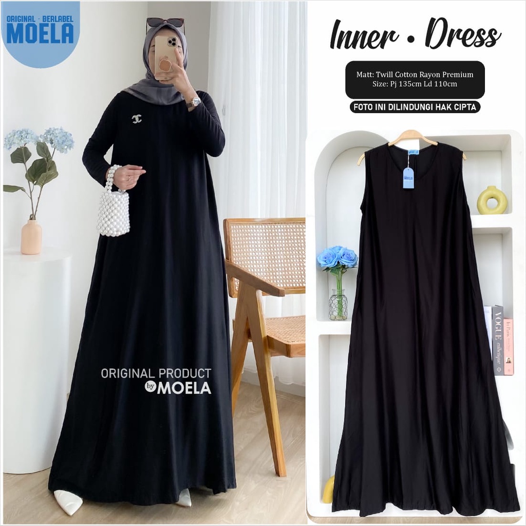 100% ORI inner dress by moela | Ayuma Havy inner | Sisy inner | inner midi dress.  ld110 pb140 dress