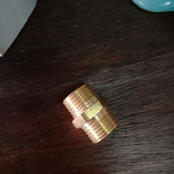 Double Nepel 1/2 inch Kuningan - Dobel nepel 1/2" - Drat Luar