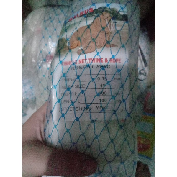 jaring ikan /pukat ikan 0,15 ( 1 inchi ) 100x100(bisa cod)