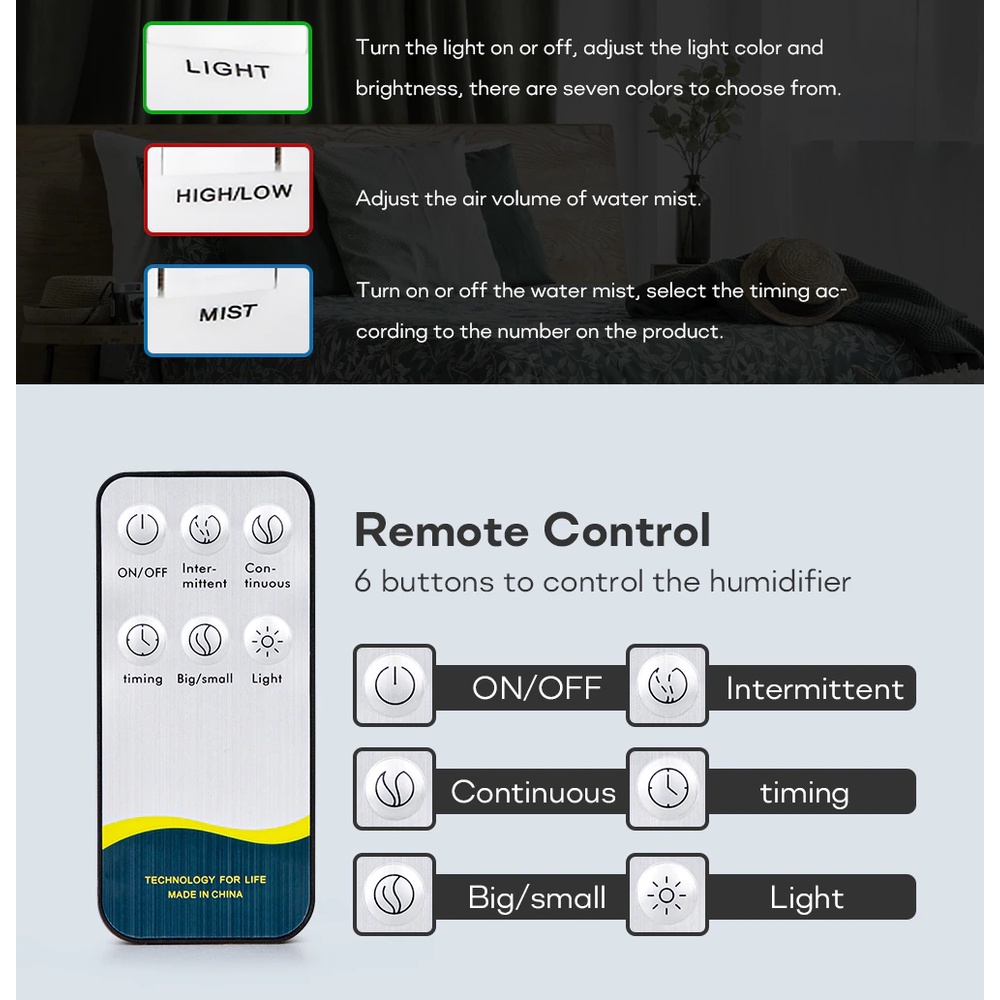 Air Humidifier Diffuser Aromaterapi Oil Remote Disfuser Taffware Aromatherapy Ultrasonic 7 LED Pengharum Ruangan