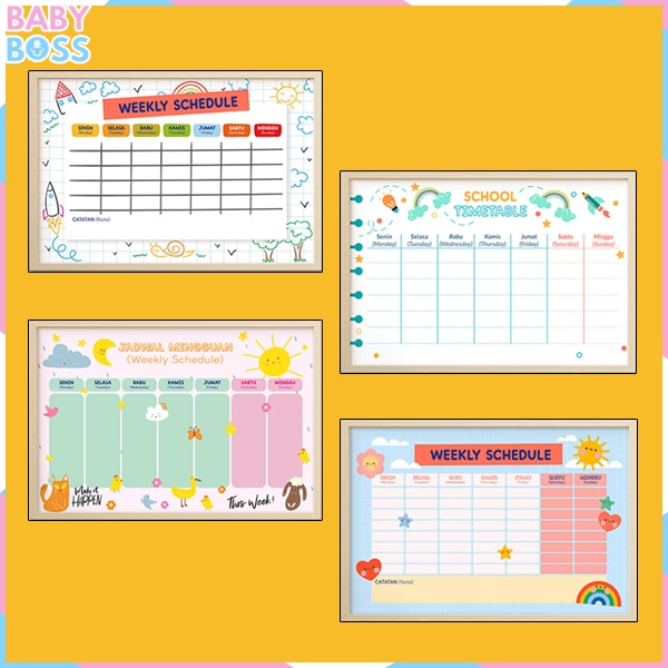 

Poster Jadwal Pelajaran Sekolah Anak Mingguan Bisa Dihapus Wipe and Clean | Wall Weekly Schedule Planner