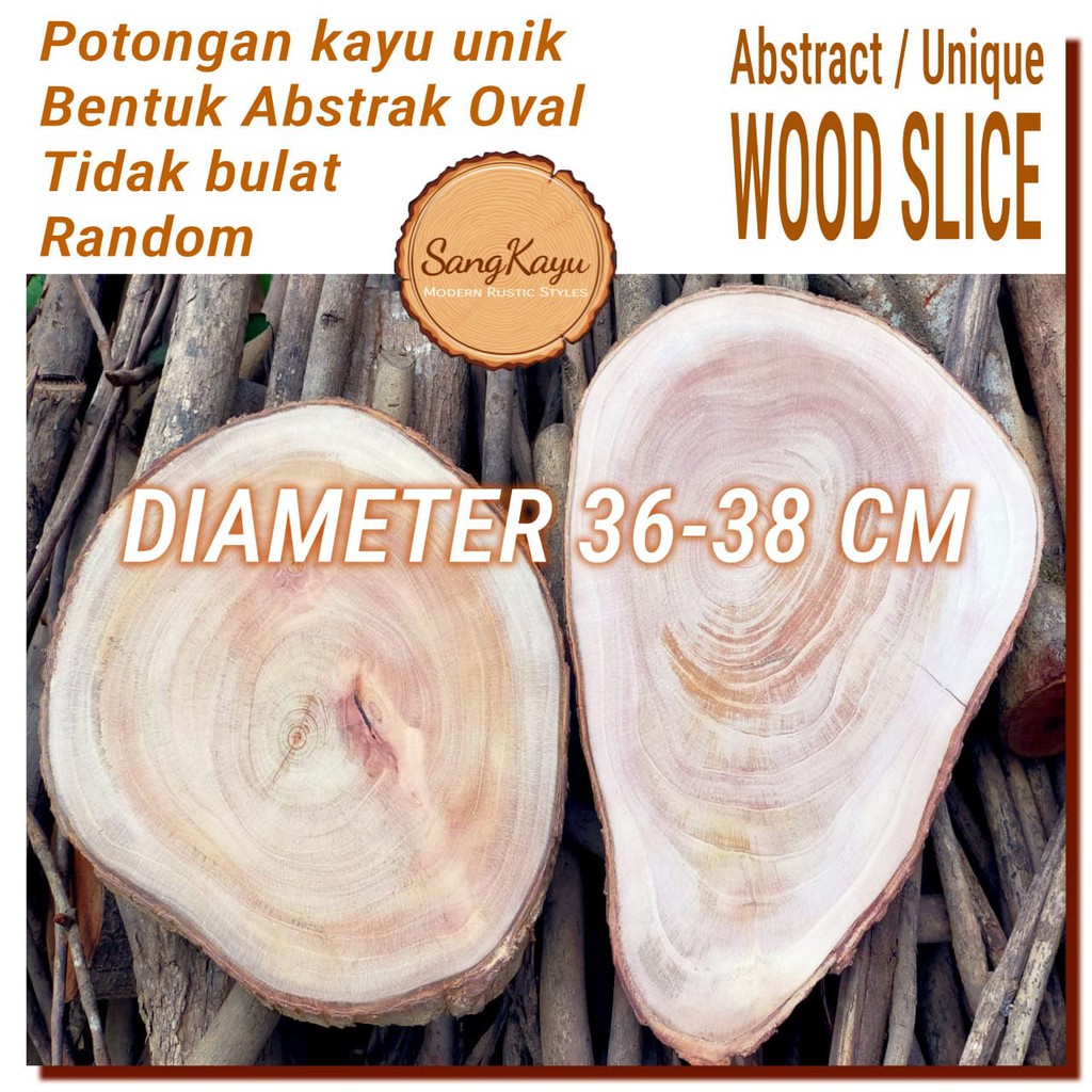 Abstract Wood Slice 36-38cm Potongan kayu unik abstrak talenan nampan