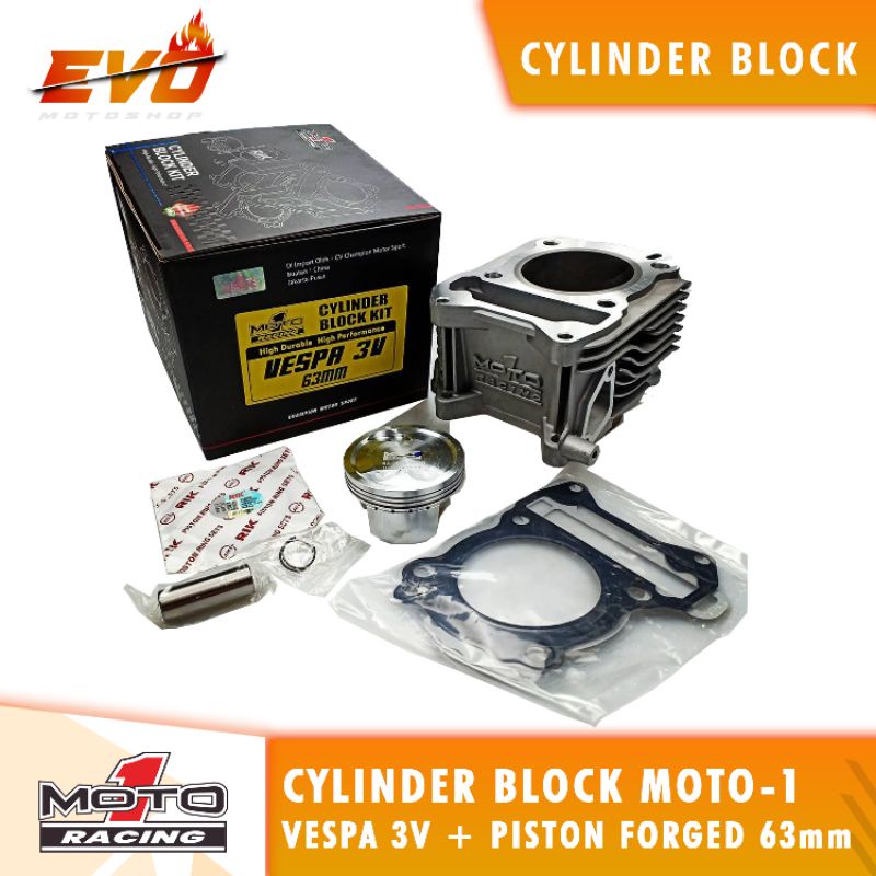 blok Vespa 3v + piston forged moto 1