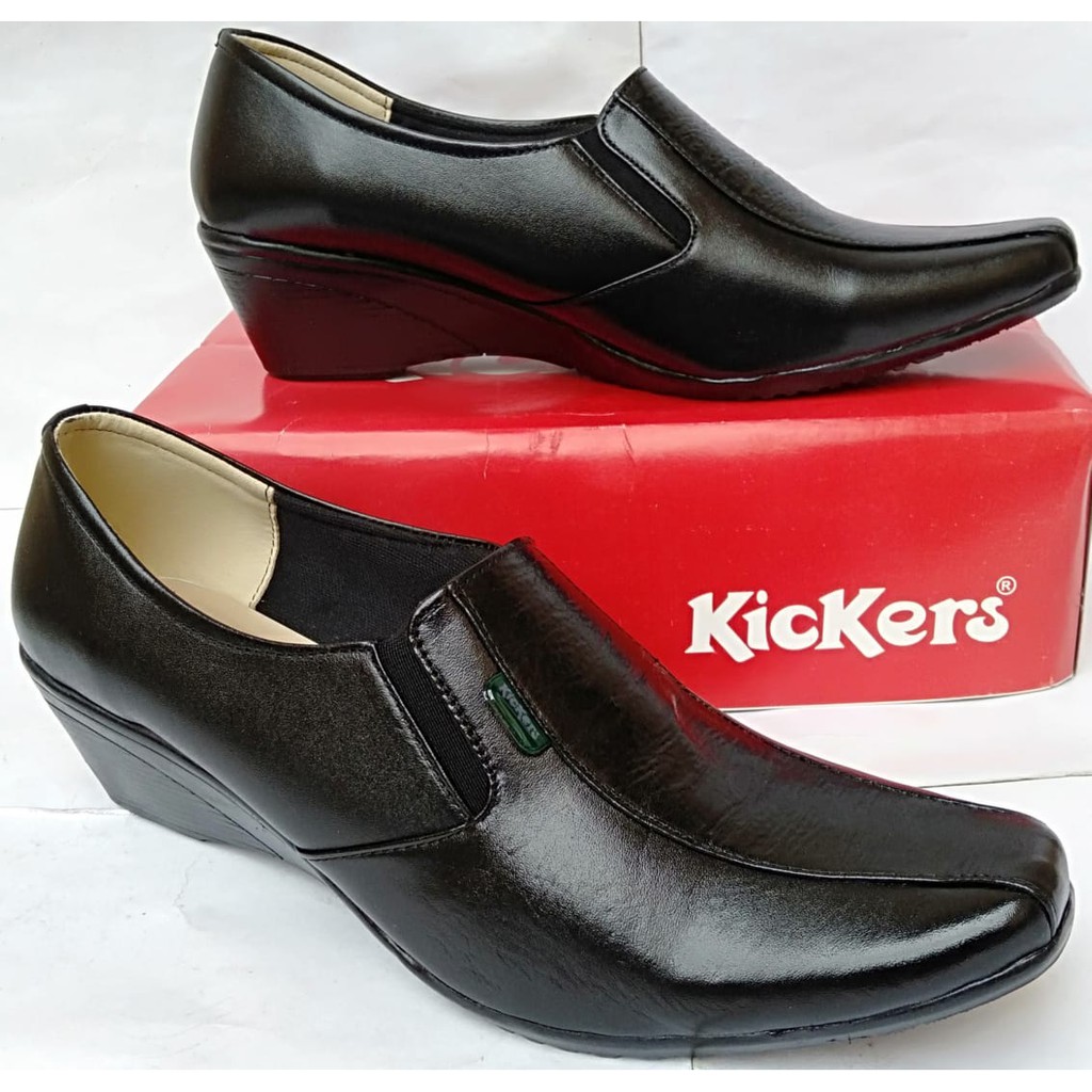 Sepatu pantofel wanita kickers kulit asli original fantofel elastis slip on formal kerja kantor COD