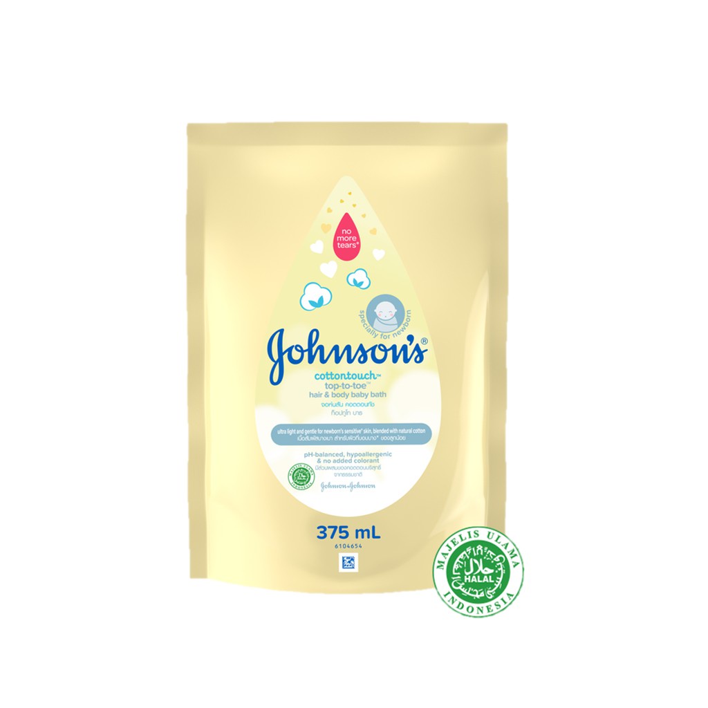 Johnson's CottonTouch Top-to-Toe Hair &amp; Body Baby Bath I Sabun Bayi 2in1 Refill 375ml ASOKA