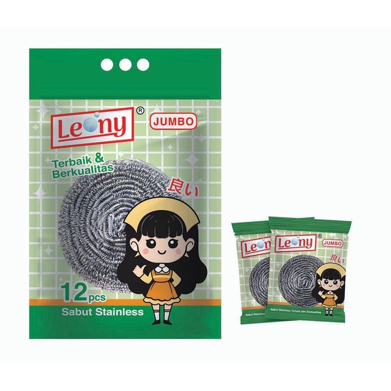 Leony Jumbo Gosokan Panci Stainless 1 Lusin / Sabut Cuci Stainless  / Kawat Cuci Piring Panci Wajan 
