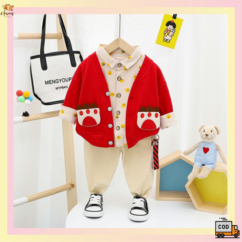 CLV 3in1 Paw Set / Setelan Anak Laki-Laki Import / Baju Anak Laki-Laki Import / Baju Setelan Anak La