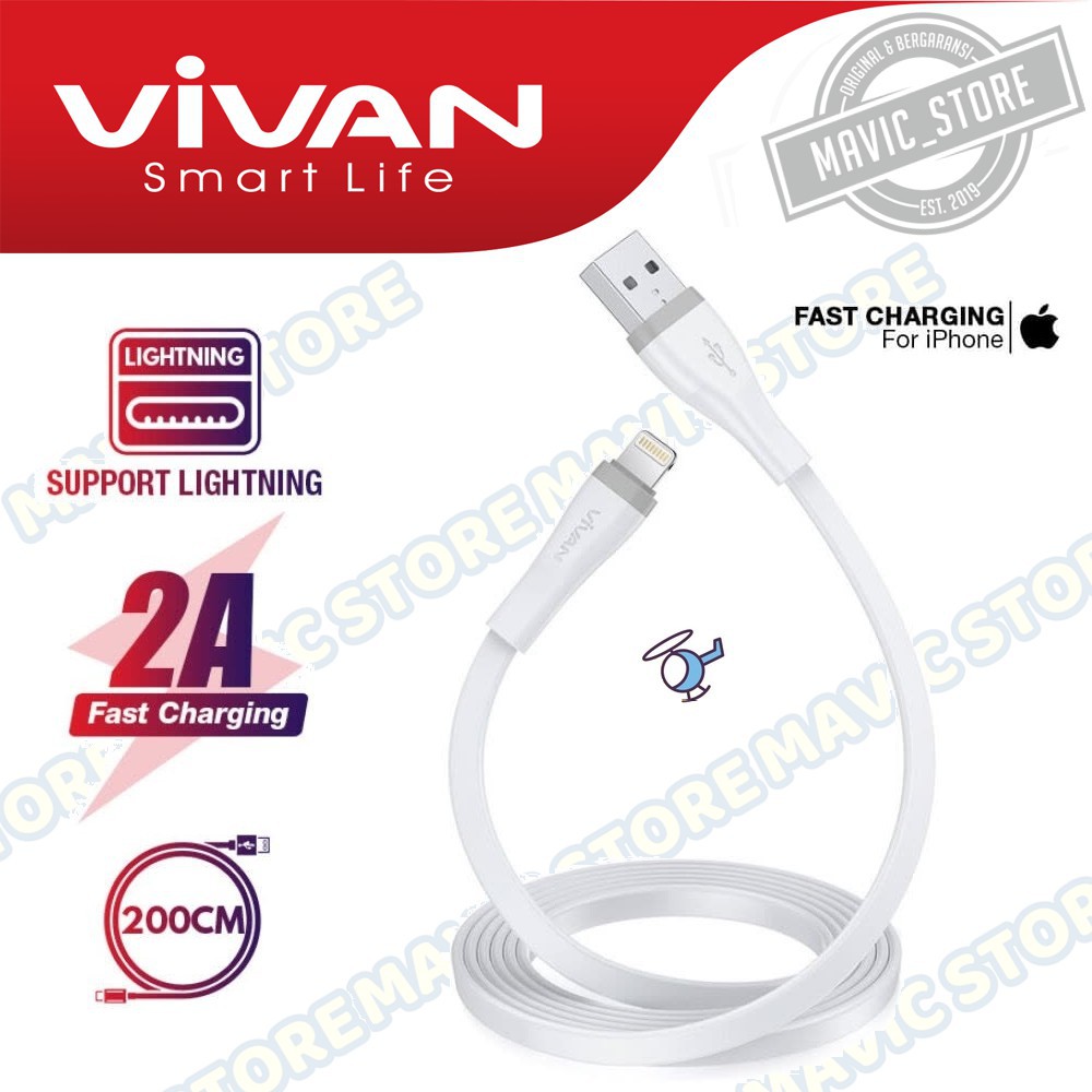 VIVAN SL200S Kabel Data Lightning Fast Charging For I-Phone 2A 2M - Garansi Resmi 1 Tahun