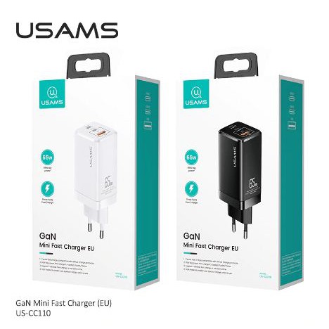 Adapter 65W Batok 65W USAMS 65 GAN Mini Fast Charger EU Original100%