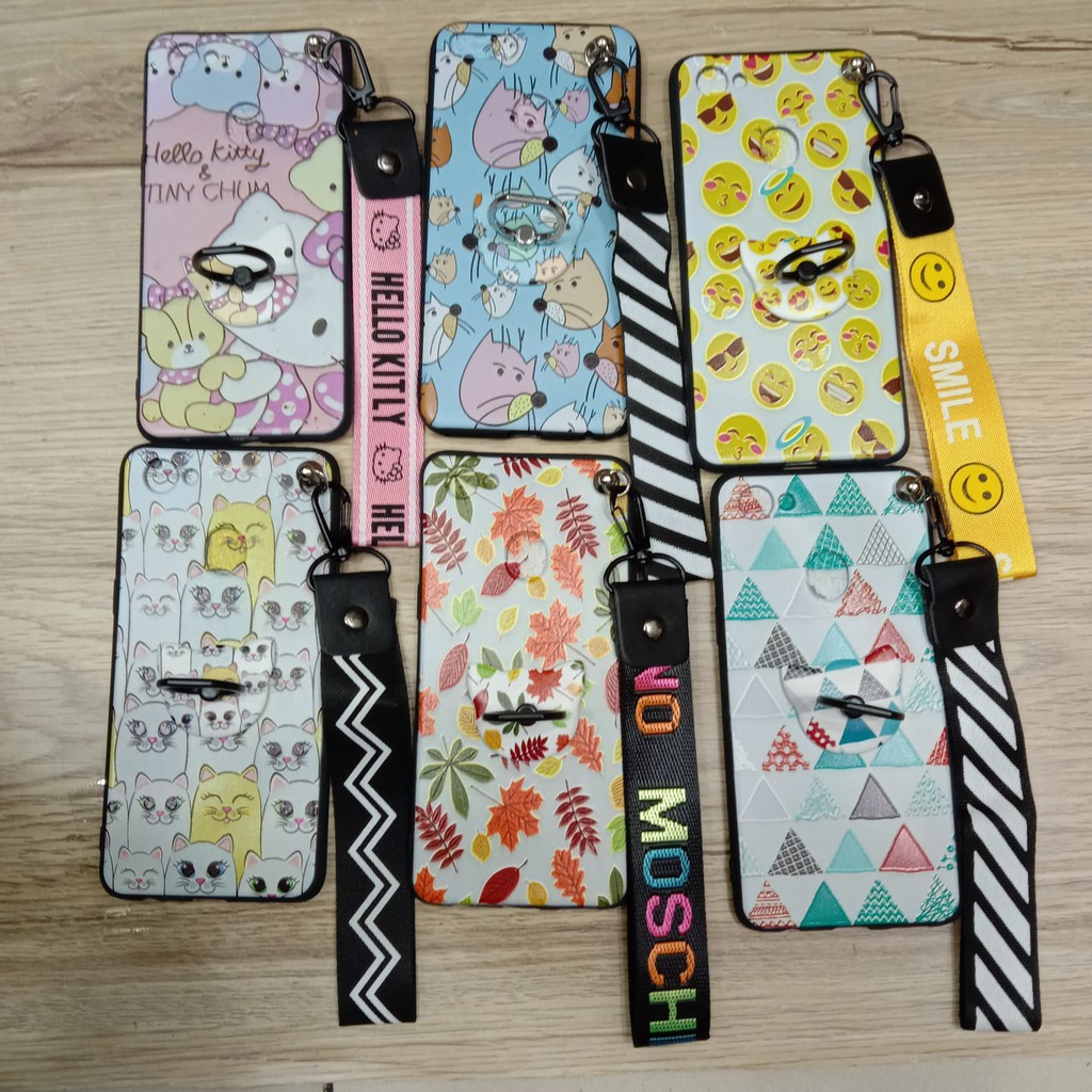 XIAOMI REDMI NOTE 5A,MI 5X/MI A1,REDMI 5+/5 PLUS SOFT CASE MOTIF + IRING STAND DAN GANTUNGAN GAMBAR