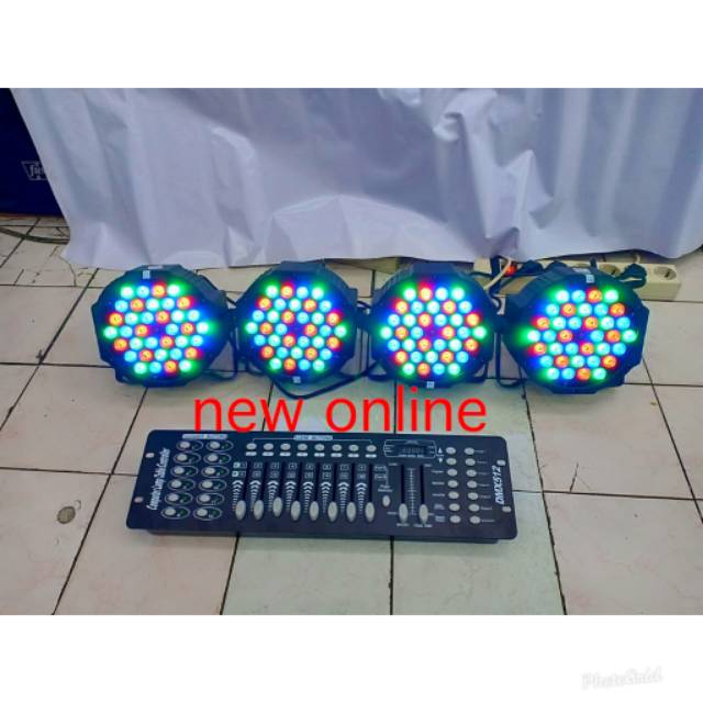 PAKET 4 PARLED REDSUN 36*3W  RGB PLES MIXER DMX 512.KOMPLIT SIAP PAKAI