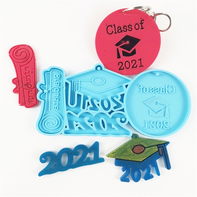 SIY  Glossy 2021 Graduation Keychain Epoxy Resin Mold Silicone Mould DIY Crafts Tool