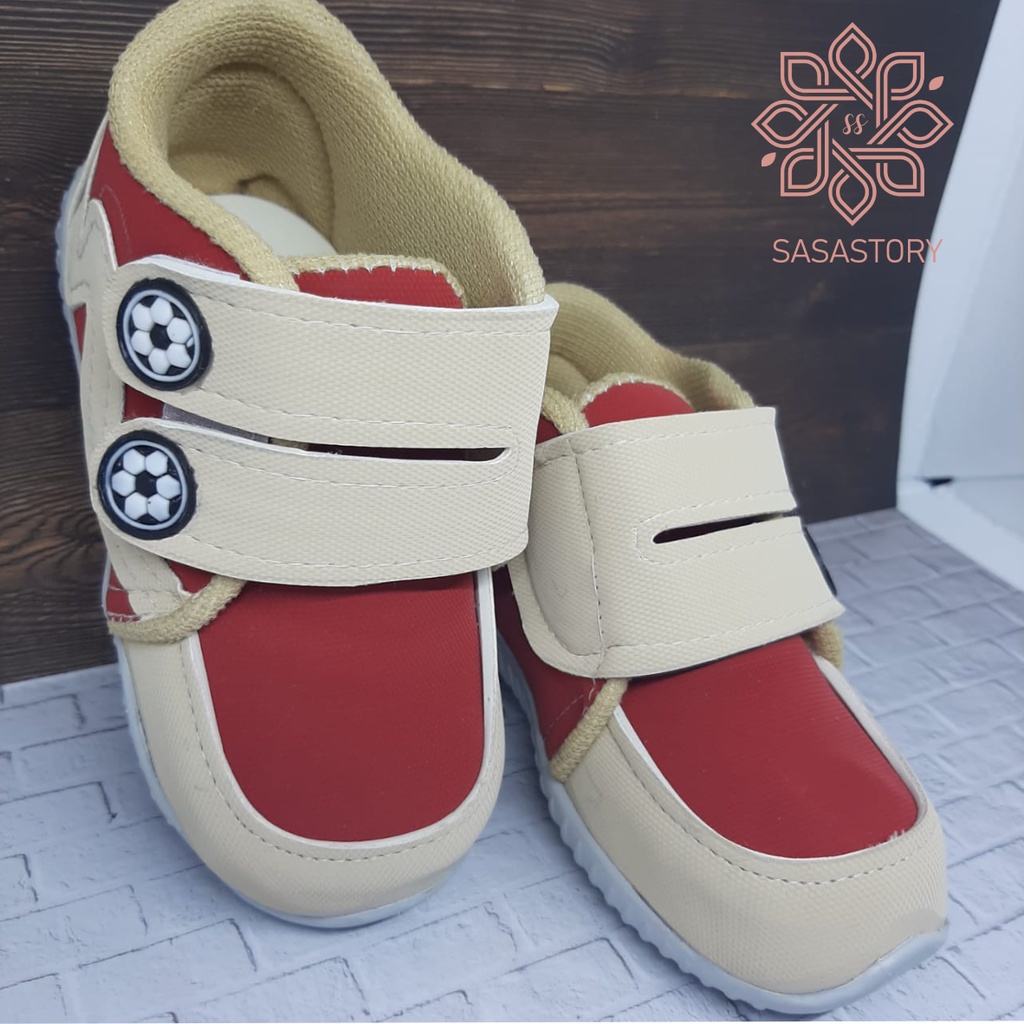 Sasastory Sepatu Boot Sneaker Anak Laki-Laki Perempuan Usia 1 2 3 Tahun Merah CA03