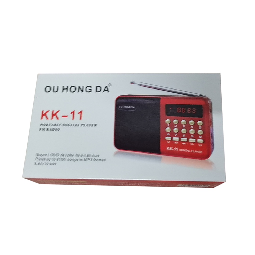 OU HONG DA Portable FM Radio Player TF Card - KK-11 - Red