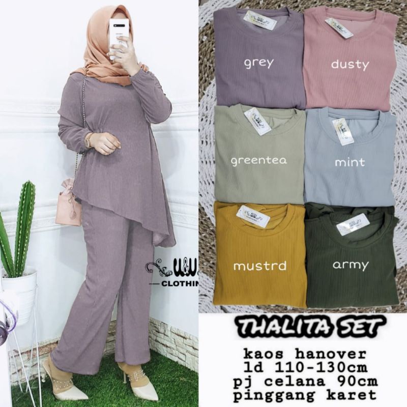 SETELAN WANITA THALITA MEGAN AKOYA MONA SET KULOT SETCEL POLOS/BAJU ONESET MUSLIMAH/FASHION OOTD MUS