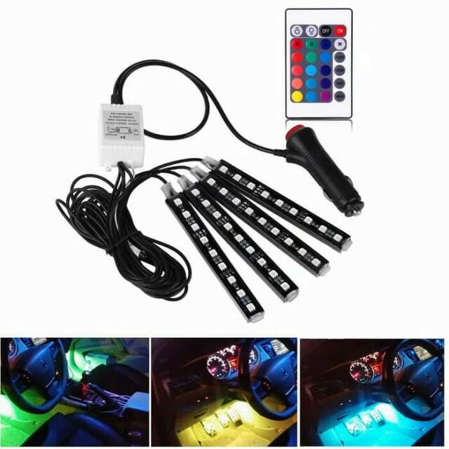 Lampu DRL LED kolong 4pcs/Lampu Dekorasi Kolong Dashboard + Remote