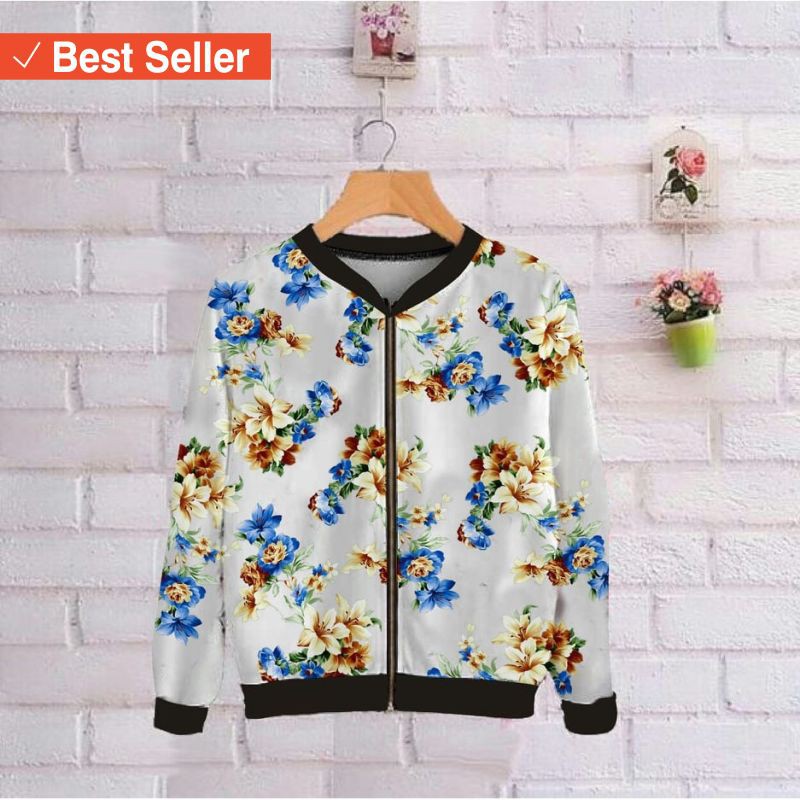 JAKET BOMBER MURAH REMAJA JAMAN NOW / tokolobo jaket bomber wanita bunga zipper ranni
