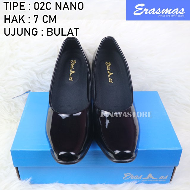 Sepatu PDH Kantor Bulat 02C Erasmas Persit Bhayangkari Polwan PNS Hak 7cm