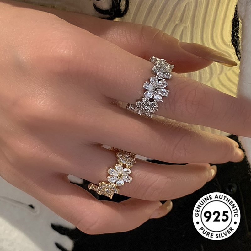 Cincin Berlian Bahan S925 Silver Untuk Wanita