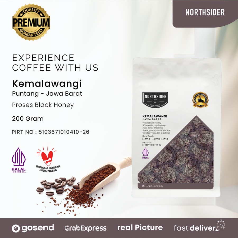 BIJI KOPI ARABIKA KEMALAWANGI BLACK HONEY 200GR NORTHSIDER COFFEE