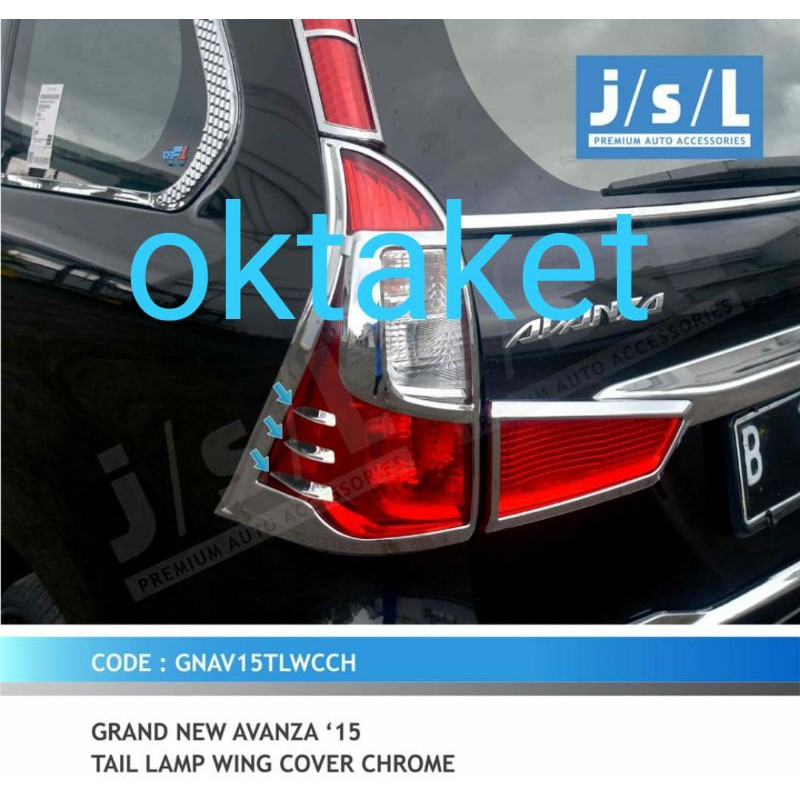 list Garnish lampu belakang grand Avanza Xenia chrome jsl tail lamp wing cover chrome jsl