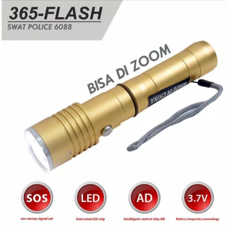 senter police 6088 usb senter zomm/senter lalin 365 flash