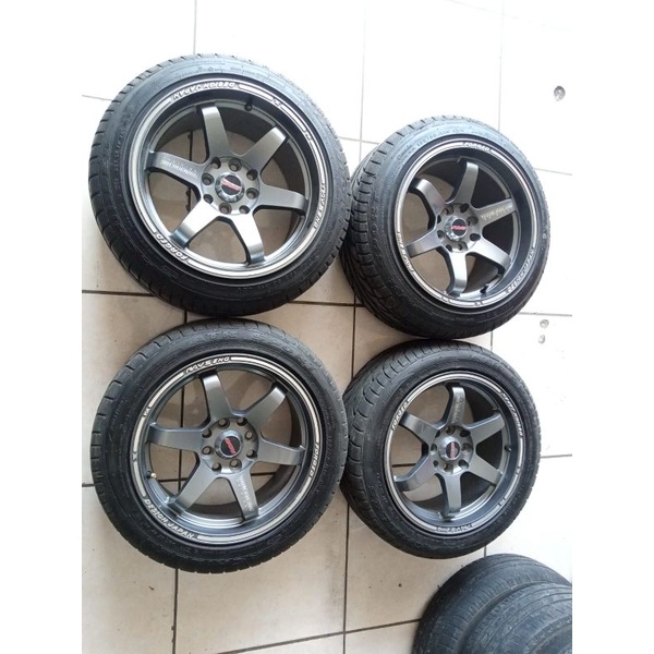TE37 ring 15 lebar 7/85 pcd 4x100/114 ET35/32 Ban Achilles 185 55 r15 cocok brio agya ayla sigra cal