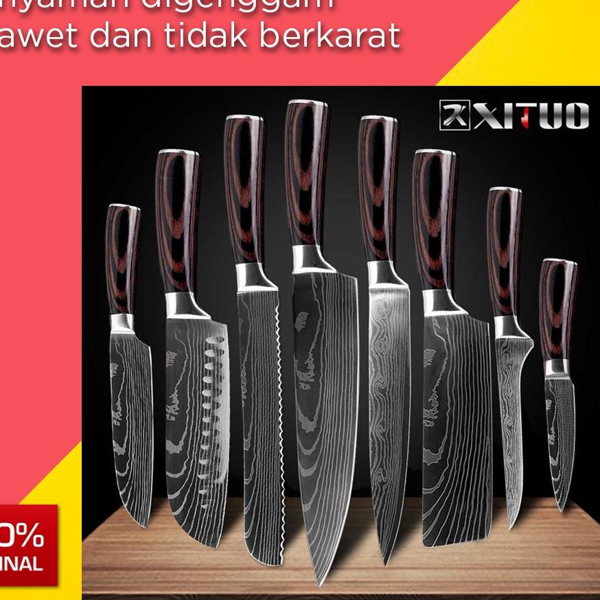 ❤ XITUO Pisau Dapur Chef Profesional Knife Damaskus Pattern 