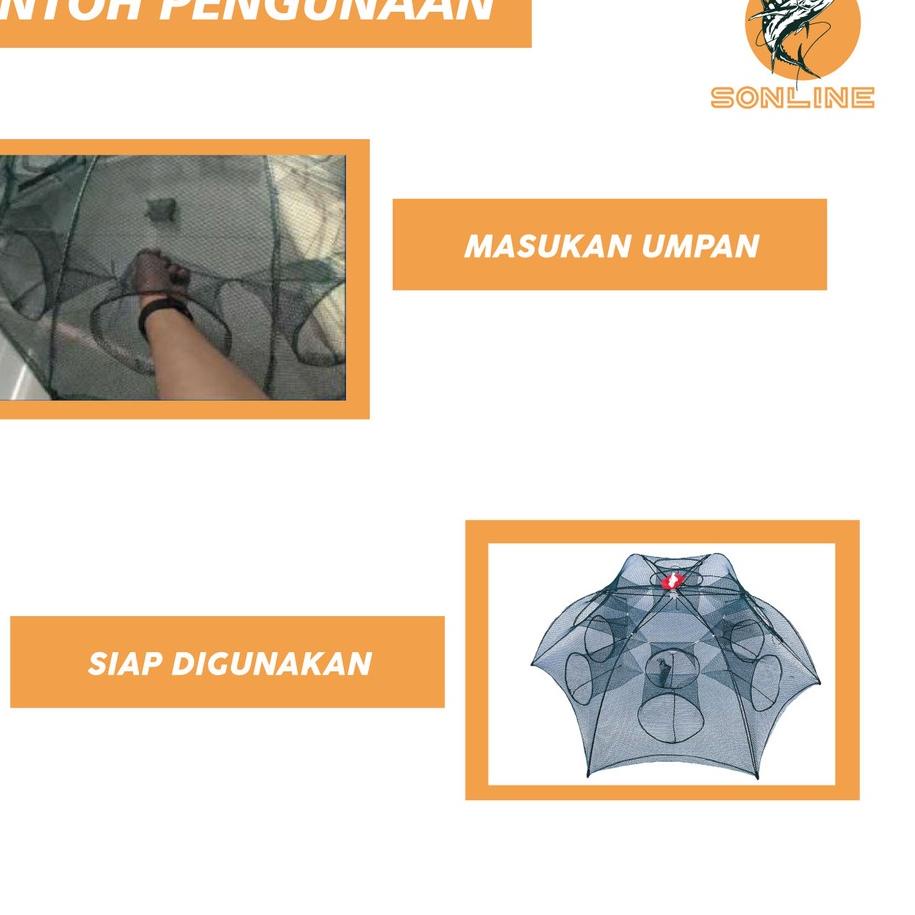 ☃ SONLINE Payung Bubu 12 Lubang Jaring Jebakan Perangkap Udang ikan Kepiting Model Payung 12 Lubang 