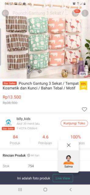 Pounch Gantung 3 Sekat / Tempat Kosmetik Dan Kunci / Bahan Tebal / Motif Unik Dan Lucu / Cod