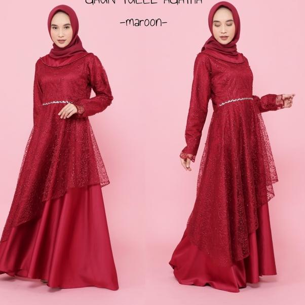 "LA. 494408" GAUN TULLE AGATHA / GAUN HIJAB KONDANGAN