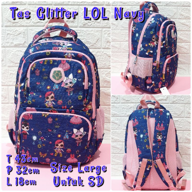 Tas Anak Sekolah Ransel Motif LOL Glitter Tas Sekolah Anak SD Ukuran Besar